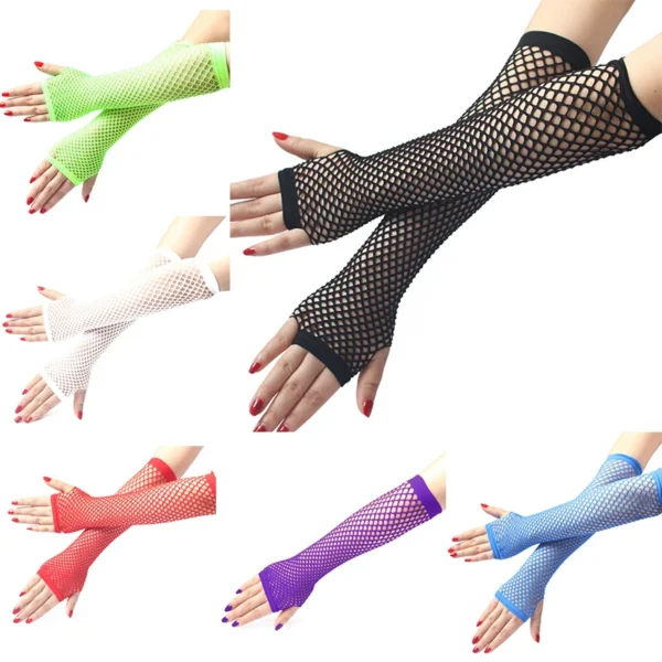 Women Fashion Neon Fishnet Fingerless Long Gloves Leg Arm Cuff Party Wear Fancy Dress for Womens Sexy Beautiful Arm Warmer - Image 2