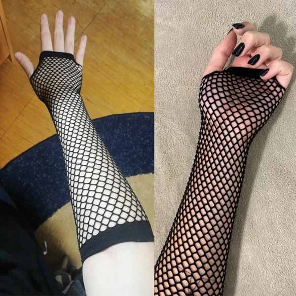 Women Fashion Neon Fishnet Fingerless Long Gloves Leg Arm Cuff Party Wear Fancy Dress for Womens Sexy Beautiful Arm Warmer