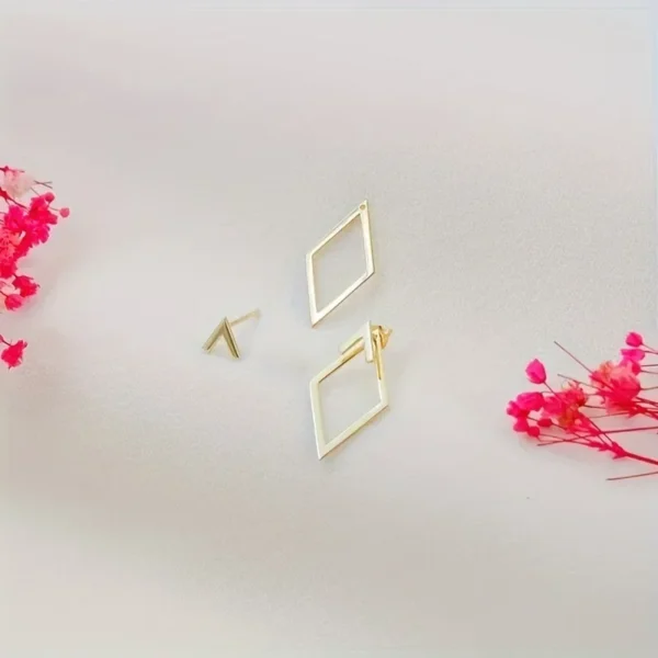 Retro Minimalist Geometric Square Detachable Triangles Stud Earrings for Women Fashion Jewelry Accessories Party Gifts - Image 6