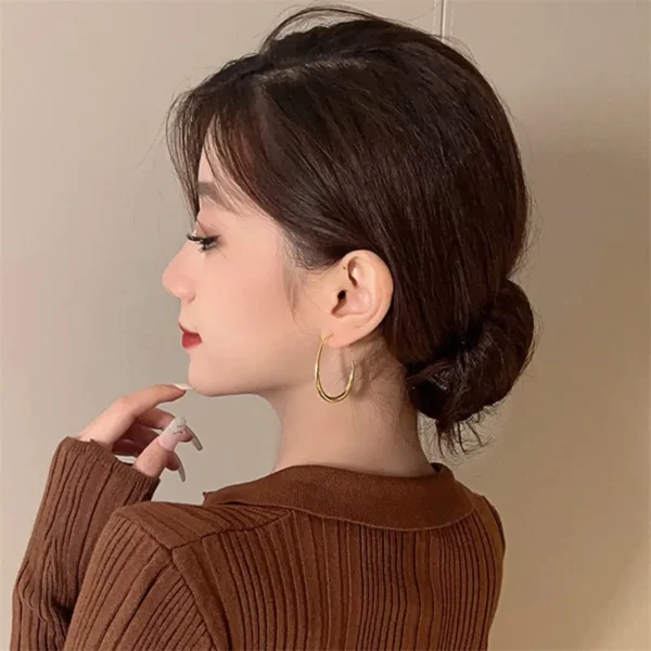 Hot Sale 925 Silver Needle Geometric Oval Hoop Earrings For Women Simple Desgin Earrings Party Wedding Jewelry eh2008 - Image 5