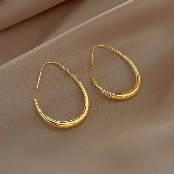 Hot Sale 925 Silver Needle Geometric Oval Hoop Earrings For Women Simple Desgin Earrings Party Wedding Jewelry eh2008 - Image 2