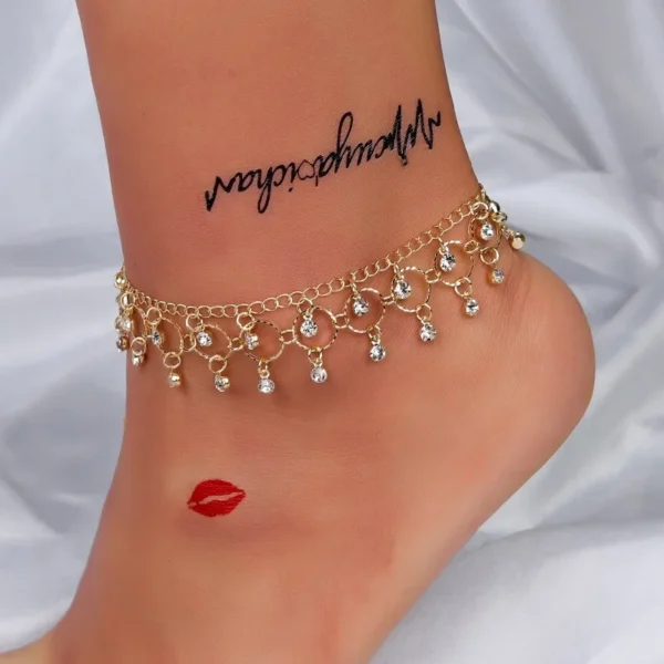 New Fashion Summer Beach Foot Chain Jewelry For Women Exquisite Gold Silver Color Shiny Rhinestones Ankle Bracelets Anklet