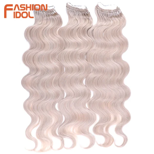 FASHION IDOL 24 Inch Body Wave Crochet Hair Synthetic Goddess Crochet Braids Natural Wavy Ombre Blonde Braiding Hair Extensions - Image 2