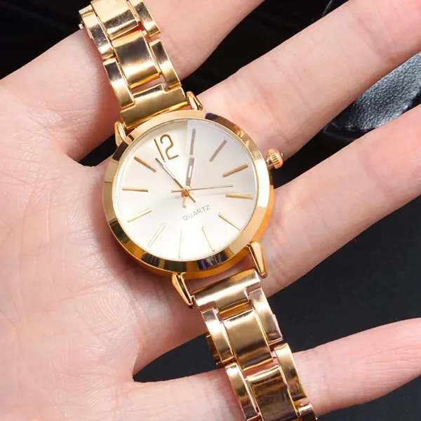 Ladies Fashion Simple Digital Alloy with Quartz Watch Bracelet 2pcs Set Luxury Women Simple Dial Ladies Watches Reloj Mujer - Image 2