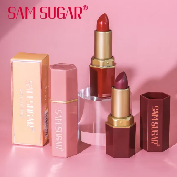 6 Colors Gold Bar Tube Lipstick Matte Texture Pearlescent Glitter Velvet Lipstick Valentine's Day Gift 1PCS - Image 6