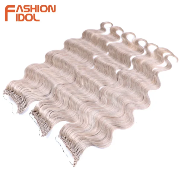 FASHION IDOL 24 Inch Body Wave Crochet Hair Synthetic Goddess Crochet Braids Natural Wavy Ombre Blonde Braiding Hair Extensions - Image 4