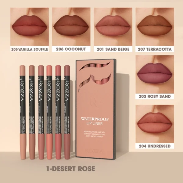 Rozza Waterproof Lip Liner Pencil Set, Weightless Precise Liner with Super Soft Blendable Texture Matte Soft - Image 2