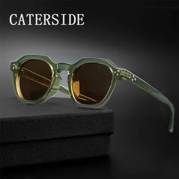 CATERSIDE Retro Polarized Sunglasses Men Ultralight TR90 Frame Polygon Women Sun Glasses Outdoor High Quality Travel Eyewear