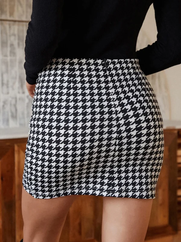 Women's sexy slim plaid print skirt Women's hip mini skirt soft short A-line skirt - Image 2