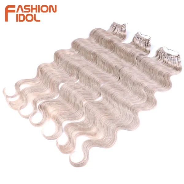 FASHION IDOL 24 Inch Body Wave Crochet Hair Synthetic Goddess Crochet Braids Natural Wavy Ombre Blonde Braiding Hair Extensions - Image 3