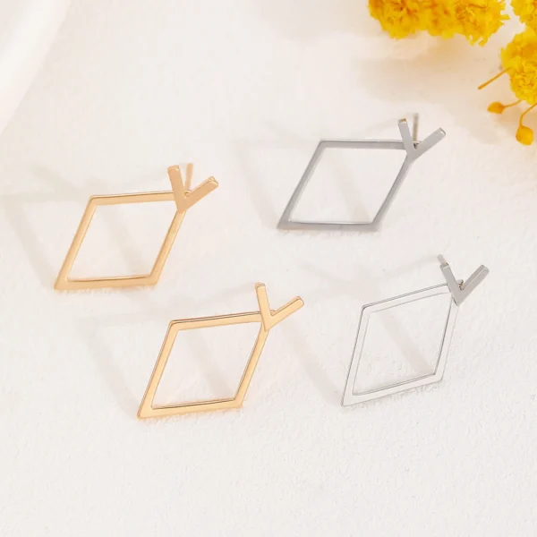 Retro Minimalist Geometric Square Detachable Triangles Stud Earrings for Women Fashion Jewelry Accessories Party Gifts - Image 3