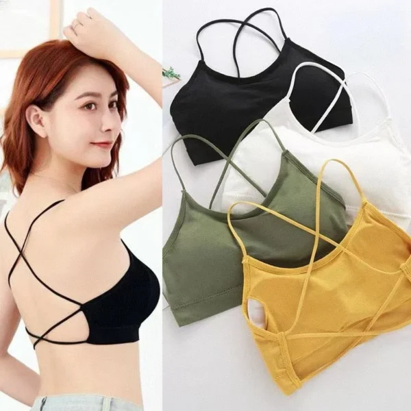 Women Top Cross Strap Sports Bra Thin Push Up Sport Bra Yoga Gym Crop Top Brassiere Fitness Tube Top Breathable Beauty Back Bras