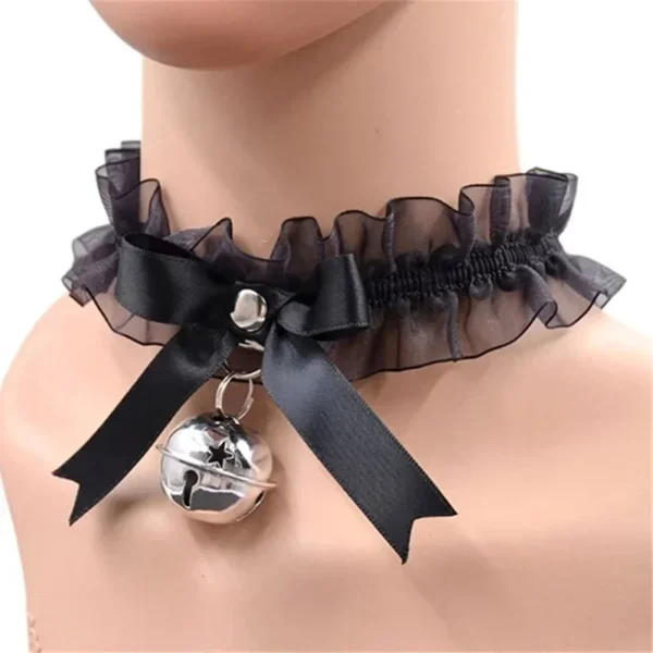 Lace Aesthetic Necklace Bow Knot Bell Choker Necklace Women's Cute Collar Gothic Simple Sexy Lovely Pendant Fashion Jewelry - Image 2